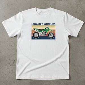 Legalize Wheelies Dirt Bike T-Shirt – Vintage Motocross Graphic Tee – Funny Moto